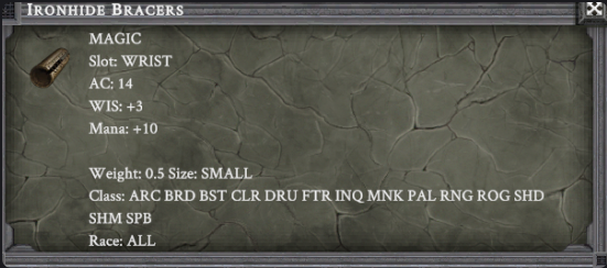 IRONHIDE BRACERS item card